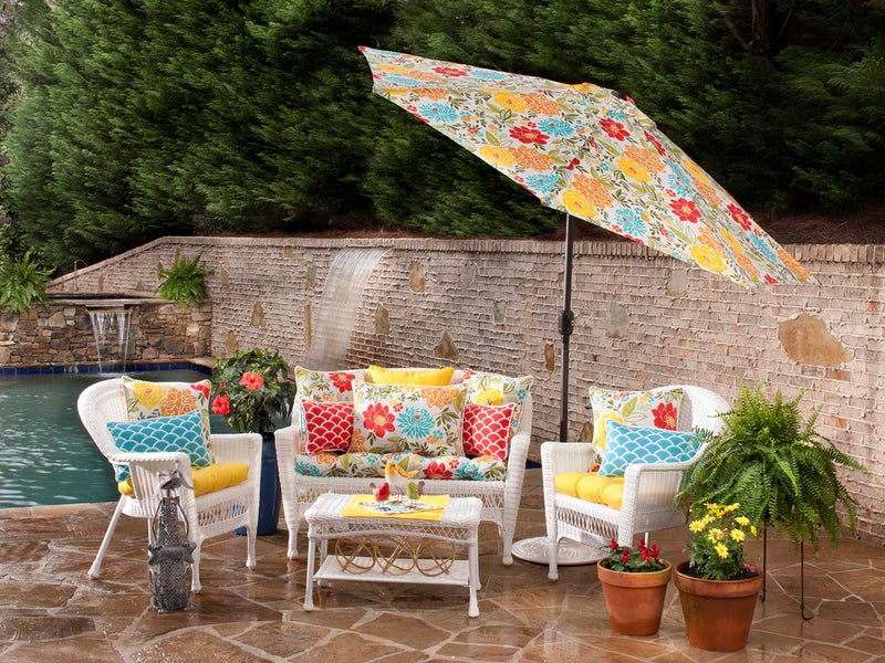 Pillow Perfect 550435 Outdoor/Indoor Fresco Tufted Seat Cushions (Round Back), 19" x 19", Yellow, 2 Pack - Image 2